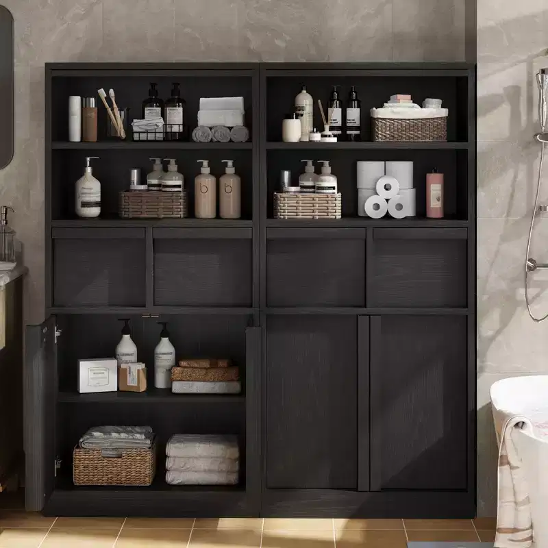 Tall Bathroom Cabinet, Floor Storage Cabinet with Doors & 2 Drawers, 51 H Tall Bathroom Organizer Cabinet Freestanding for Bathroom, Living Room