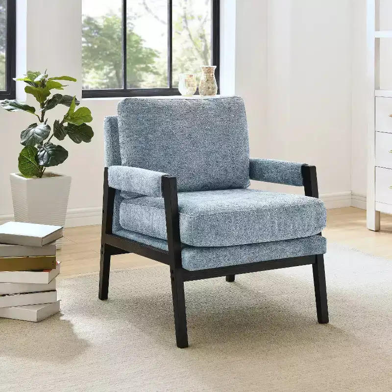 Mid-Century Modern Chenille Upholstered Accent Armchair – Stylish Lounge Chair for Living Room