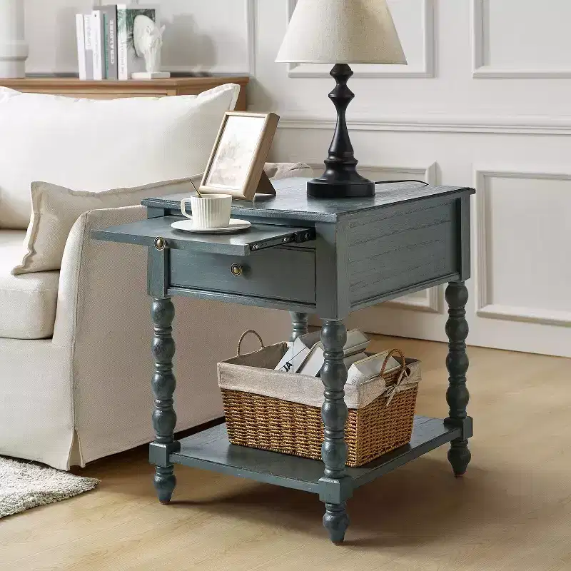 Esther 26 Tall End Table with Built-in Charging Outlets|ARTFUL LIVING DESIGNS
