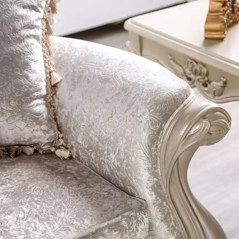 Furniture of America Clarissa Traditional Sofa Set with Button Tufted Back and Accent Pillow