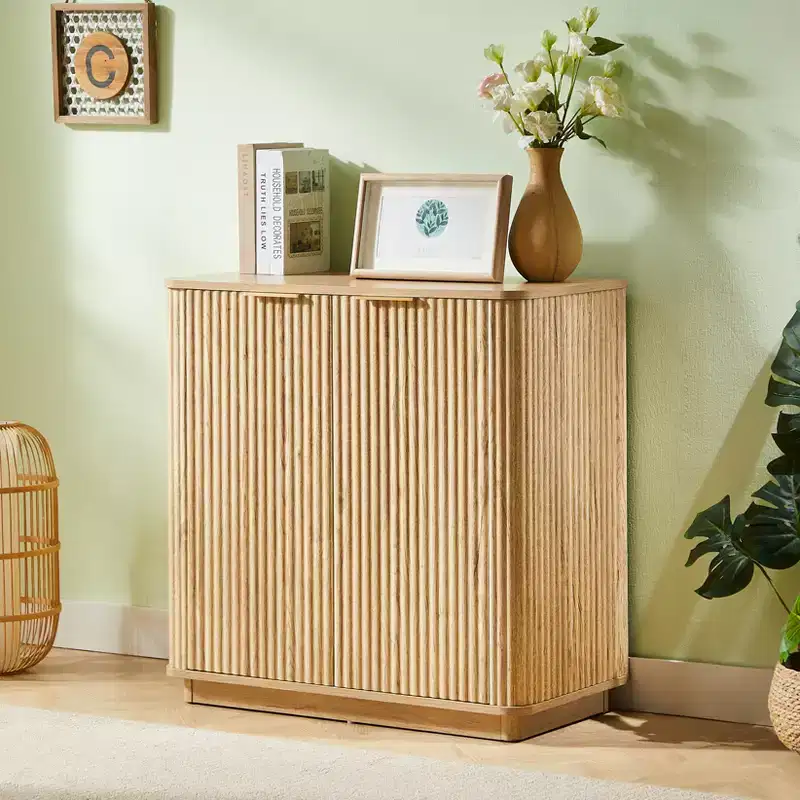 Buffet Sideboard Cabinet with Curved Wave Design – 31.5