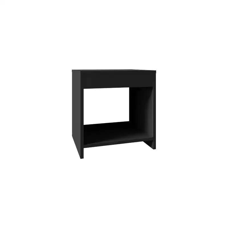 Crafted for both style and function, this Night Table 16.5H, 1 spacious Shelf, Black is a compact bedside table that helps keep your space.