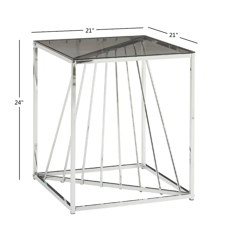 Hannah Square Metal and Glass Top End Tables by iNSPIRE Q Bold