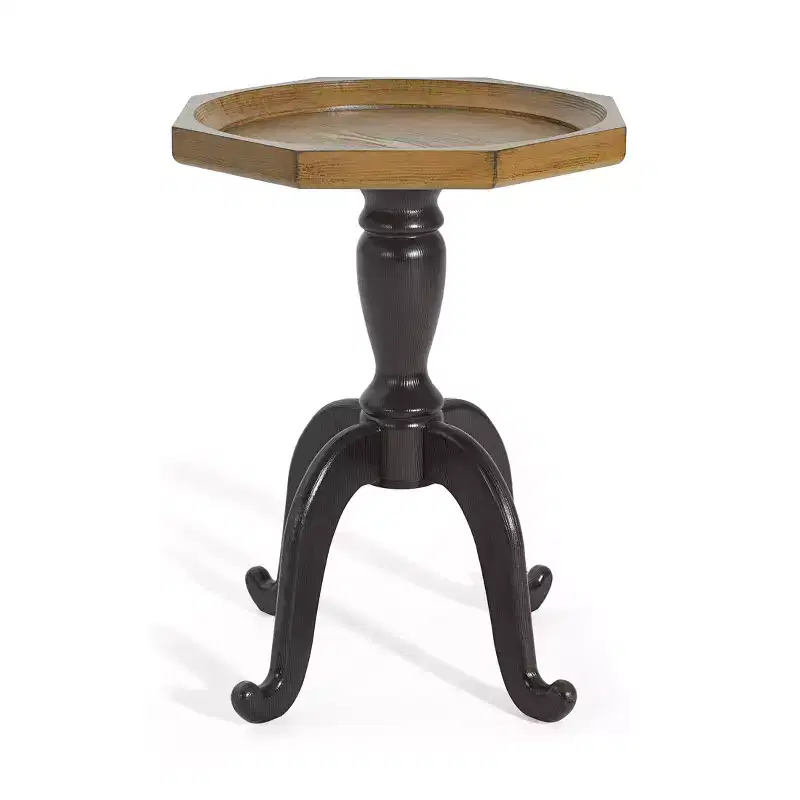 French Country Faux Wood Accent Table with Octagonal Top