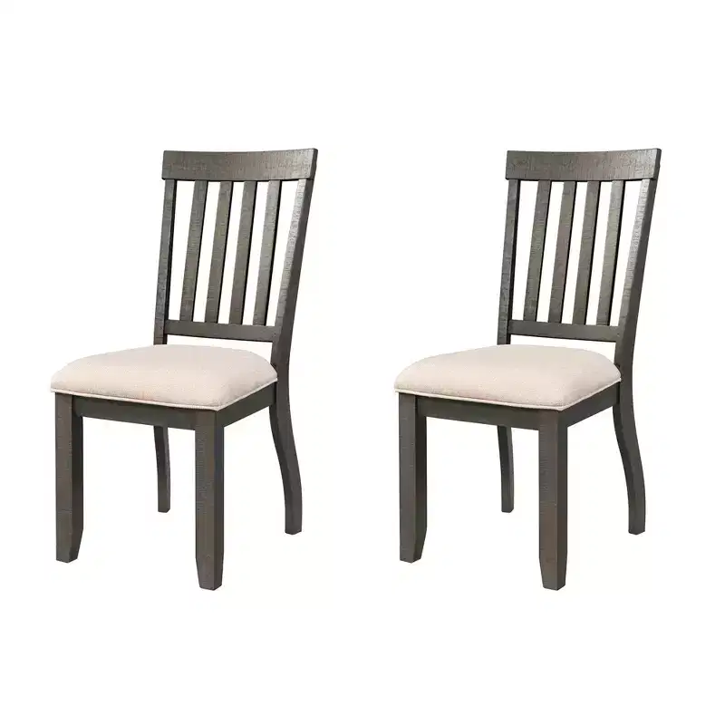 Stanford Side Chair Set Dark Ash - Picket House Furnishings: Lath Back, Cream Cushion, Rubberwood