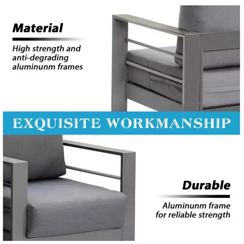 2-Pack 28 All-Weather Aluminum Patio Armchairs with Thick Cushions