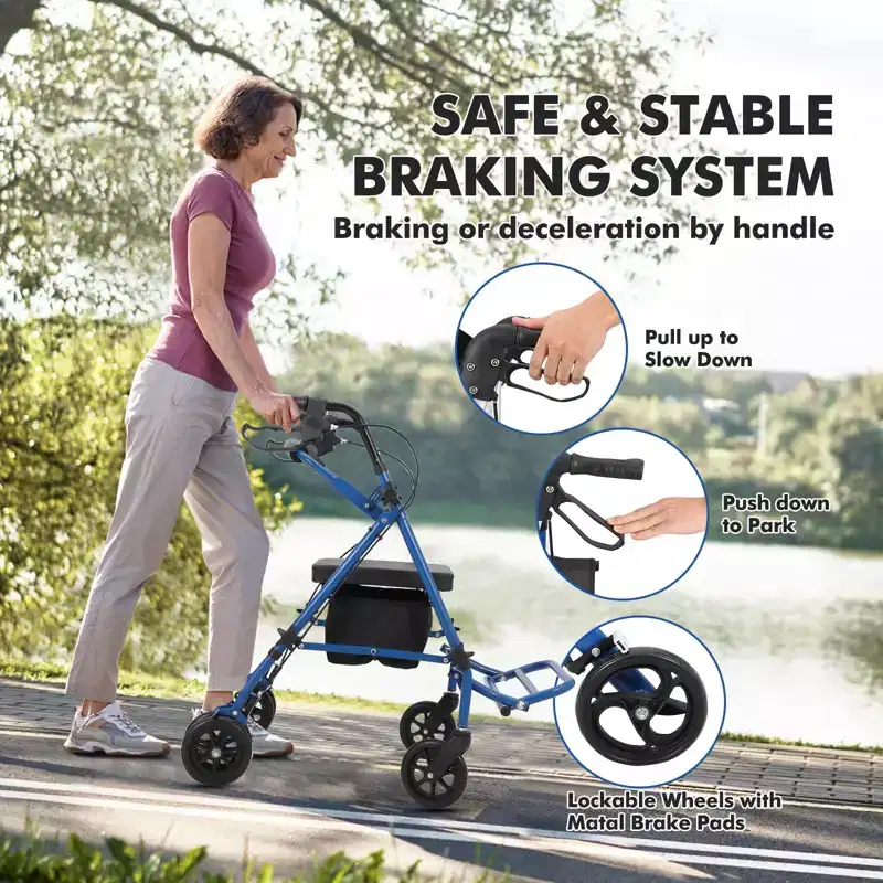 Rollator Walker for Seniors with Seat, 3 in 1 Walker Wheelchair Combo, Transport Wheelchair Medical Walker All Terrain for Adult