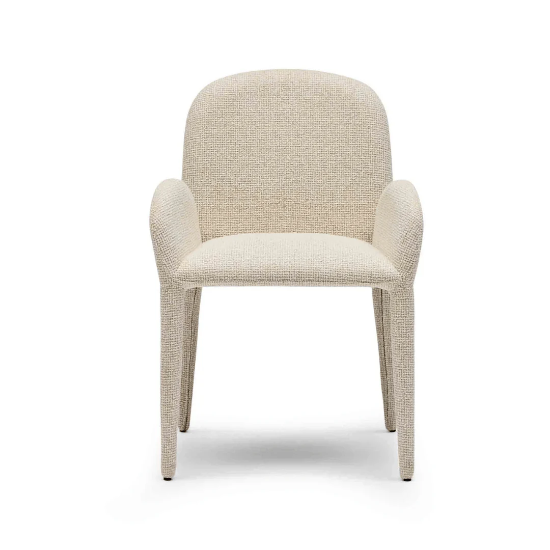 Metal Dining Chair with Curved Back and Upholstered for Dining Room