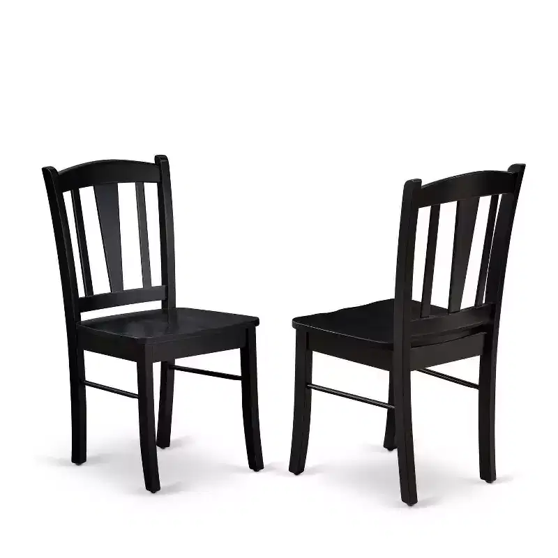 HomeStock 5-Piece Black Finish Solid Wood Top Dining table with 4 Chairs