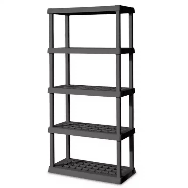 Sterilite 5 Shelf Unit, Heavy Duty, Easy to Assemble Plastic Storage Shelving, Organize Shelves in the Garage, Basement, Attic, Mudroom, 2 Pack, Gray