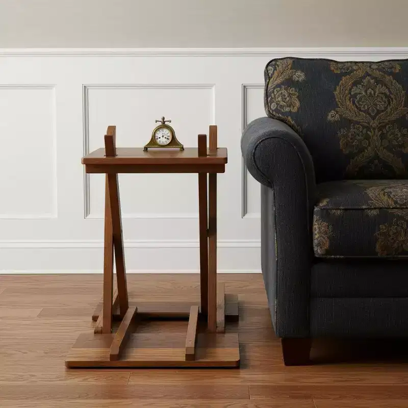 19 Brown Solid Square Teak Folding Indoor Outdoor End Table