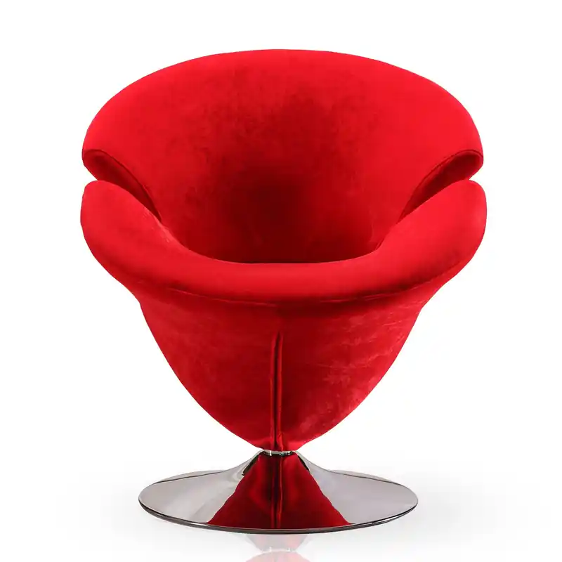 Polished Chrome Velvet Swivel Accent Chair