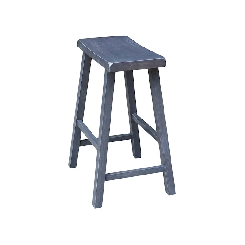 Solid Wood Saddle Seat Counter Height Stool - 24 Inch Seat Height