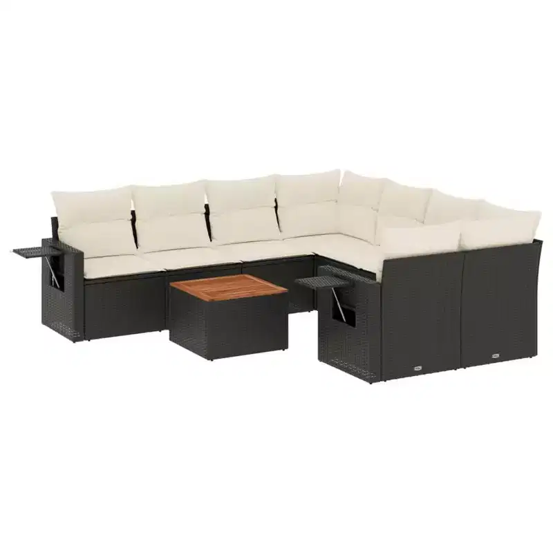 vidaXL Garden Sofa Set Black and Cream