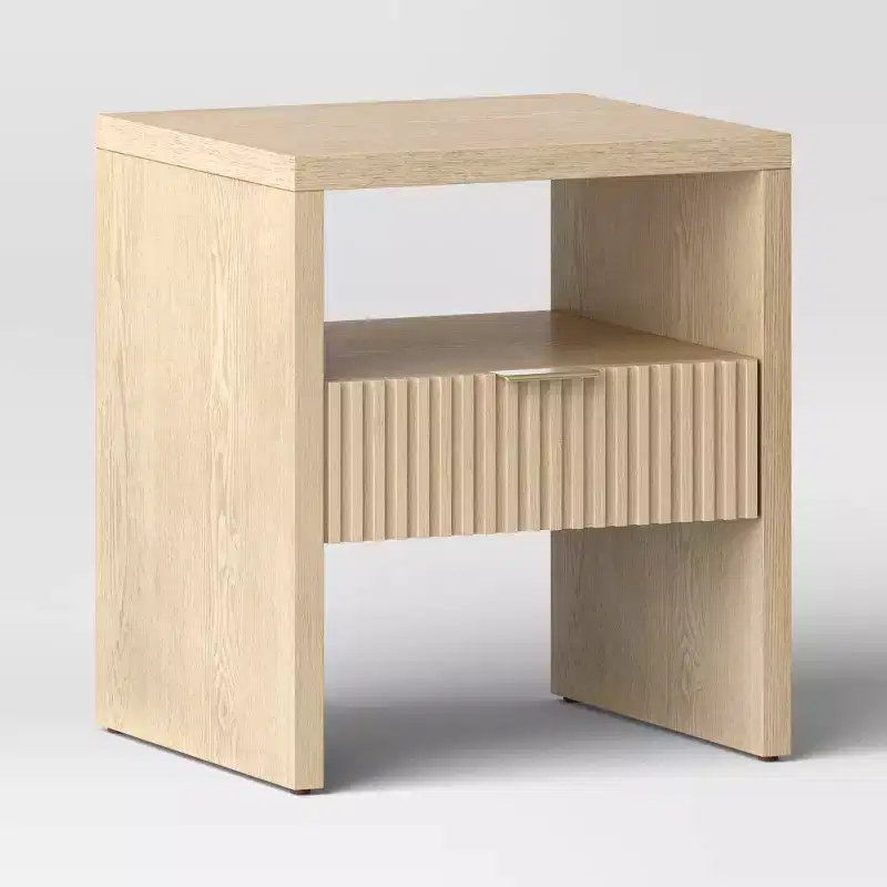 Groove Dowel Accent Table with Shelf Natural Wood - Threshold