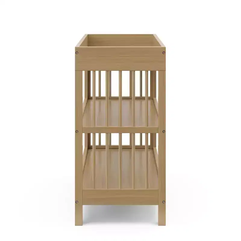 Baby Changing Table with Water-Resistant Pad & 2 Open Shelves – GREENGUARD Gold Certified, White