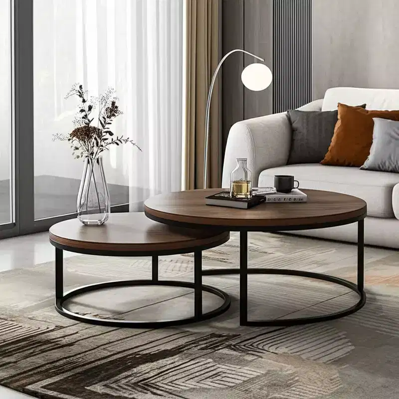 Nested Round Coffee Table, Walnut Color