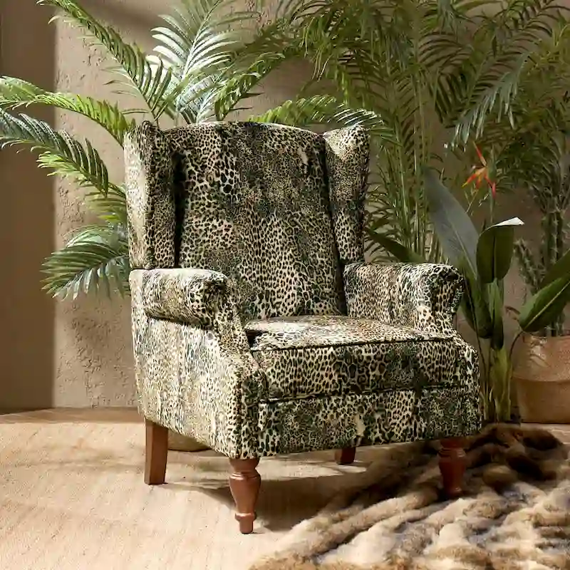 Ivan Traditional Animal Pattern Armchair with Nailhead Trim by HULALA HOME