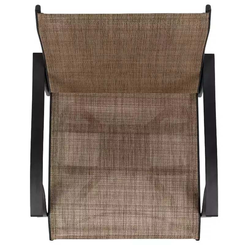 Merrick Lane Set of 2 Brett High Back Bar Height Swivel Patio Stools with Powder Coated Metal Frames and Textilene Upholstery