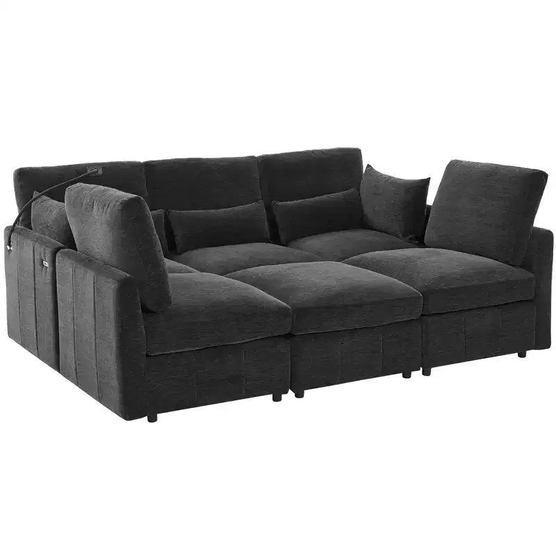 Merax Multifunctional Modular Sectional Sofa with Movable Ottoman