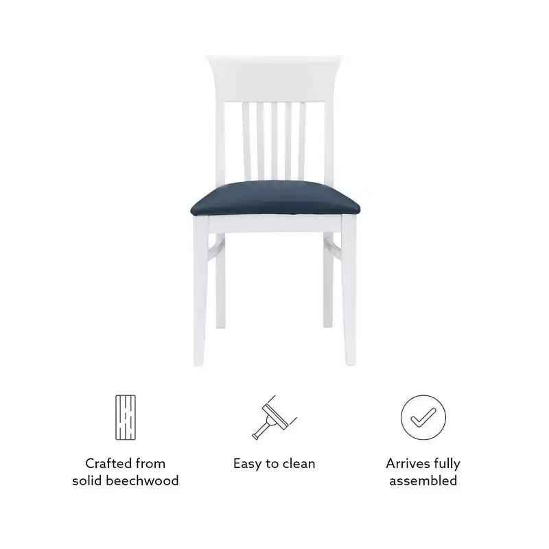 Set of 2 Jenny Slat Back Faux Leather Dining Chairs White - Linon
