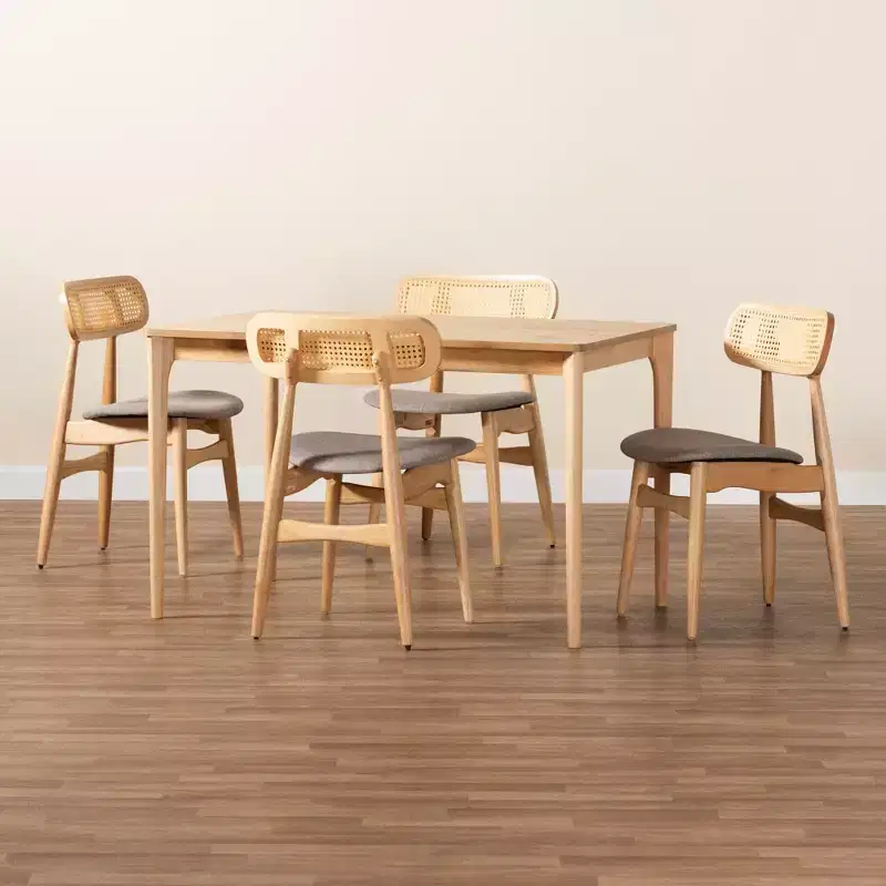 Baxton Studio Tarana Mid-Century Modern Wood 5-Piece Dining Set