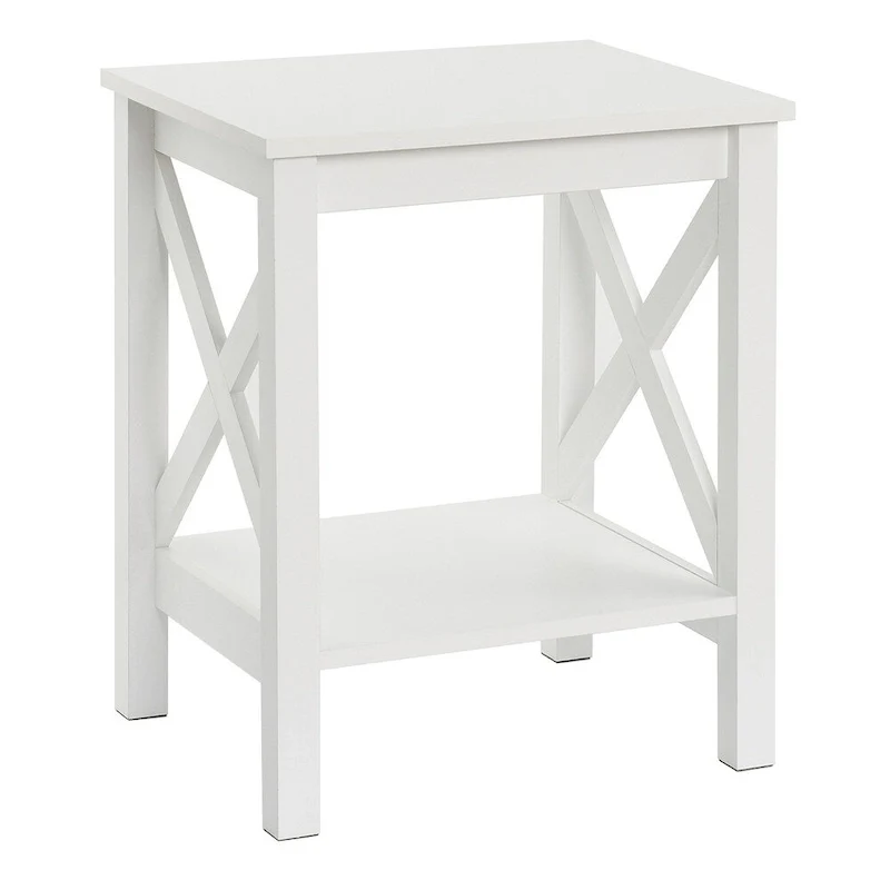 The Gray Barn Xanadu Hill X-frame Two-tier End Table with Shelf