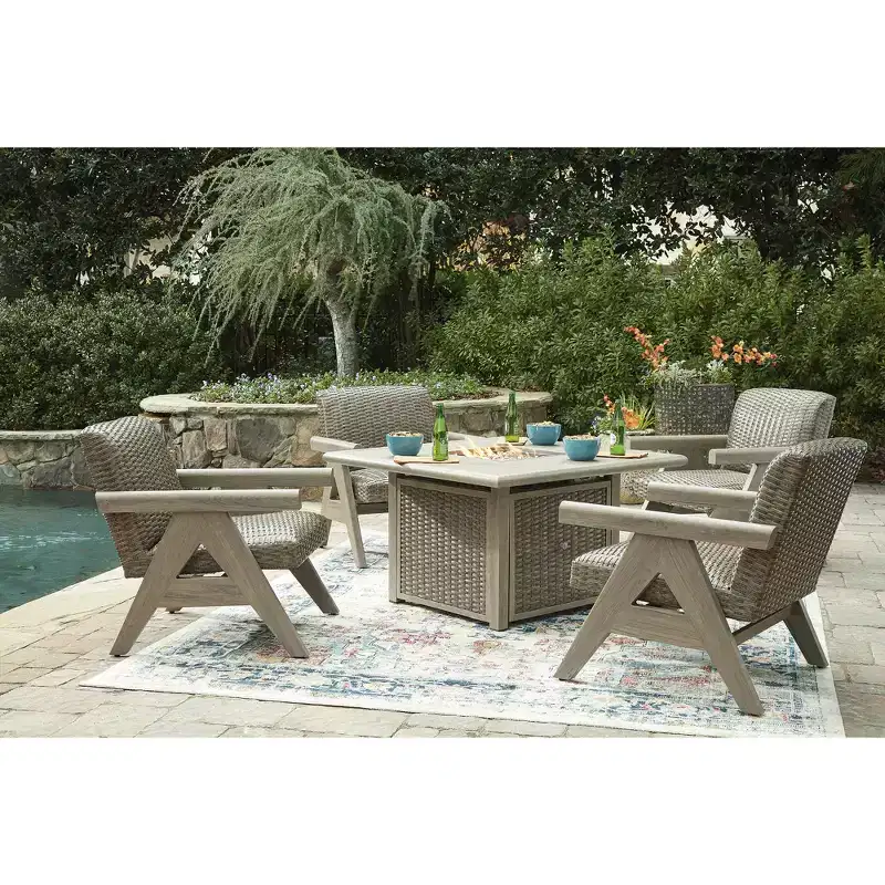 Signature Design by Ashley Haven Retreat Rocking Lounge Chair with Rust Resistant Frame and Foam Cushion, Beige