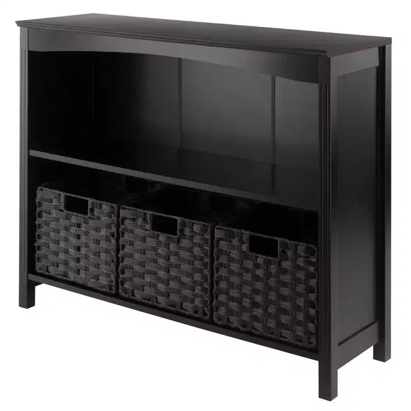 30" 4pc Terrace Storage Shelf with 3 Small Baskets Espresso/Chocolate - Winsome: Home Office Display