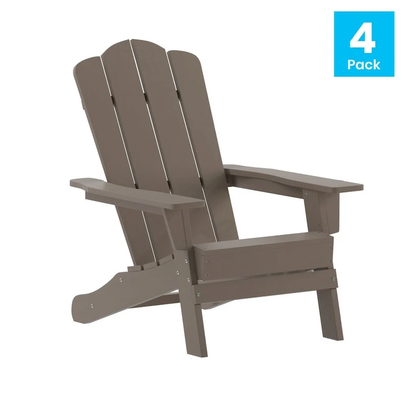 Set of 4 All-Weather Adirondack Chairs with Cupholders