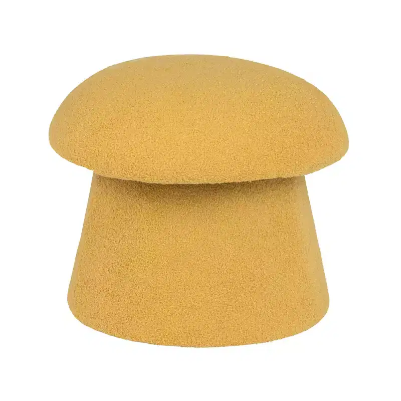 Yellow Upholstered Mushroom Ottoman with Hidden Storage