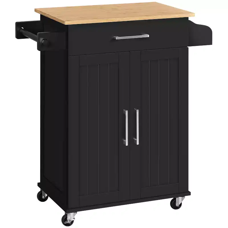 Yaheetech Rolling Kitchen Island Kitchen Cart with Towel Rack & Drawer
