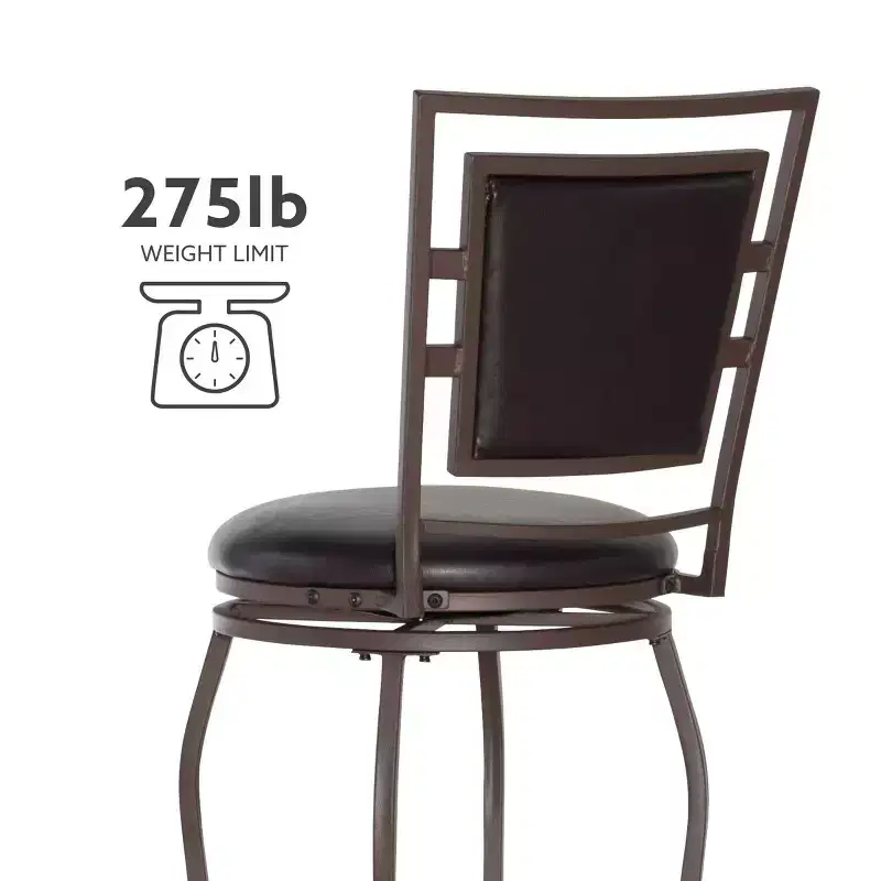Linon 3pc Teagan Adjustable Stool Set Dark Brown: Upholstered, Powder-Coated, Kitchen Island Seating