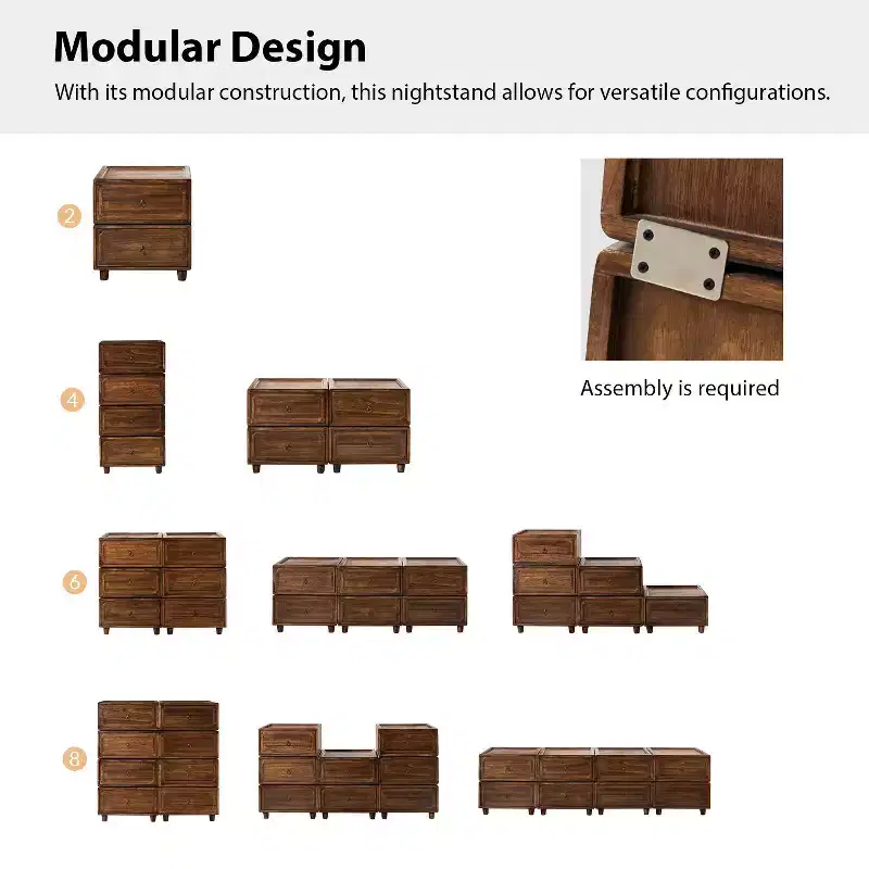 Leo 2 - Drawer End Table With Modular Design| ART OF LIVING DESIGNS-BLACK