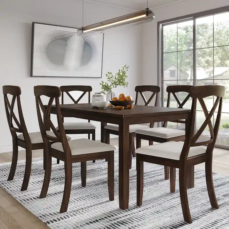 Farmhouse Style 7-piece Wooden Dining Set