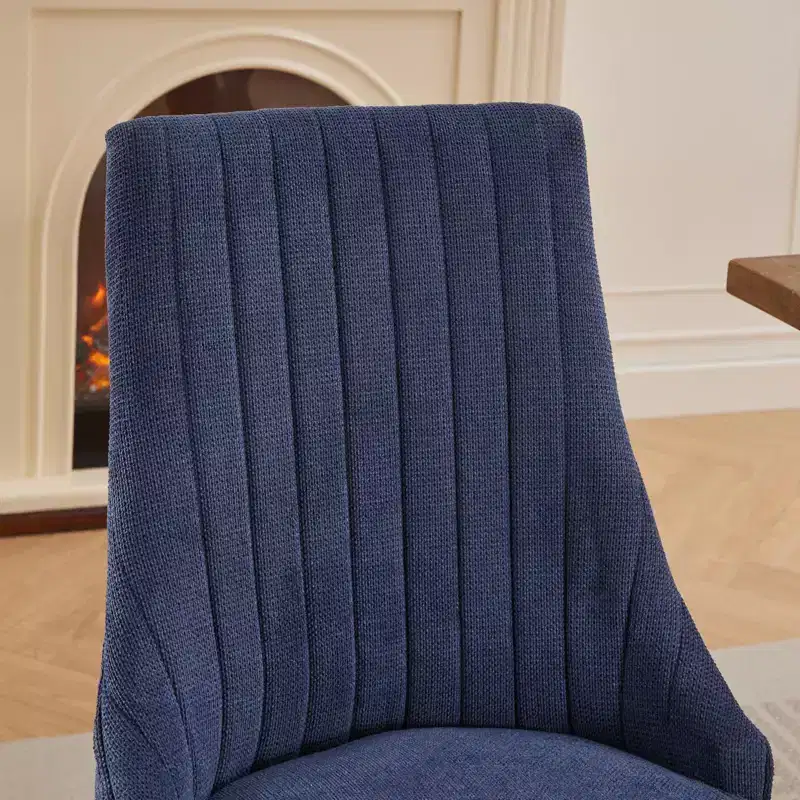 CLIHOME Set of 2 Rayon Cloth Flocking Linen Dining Chairs Channel Kitchen Dinner Chair Comfy Fabric Upholstered Accent Chair