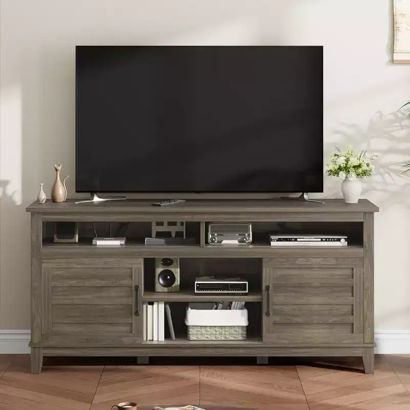 TV Stands and Consoles, Modern TV Stand for TVs Up to 63'', Entertainment Center with Adjustable Shelves, Media TV Console for Living Room, Bedroom