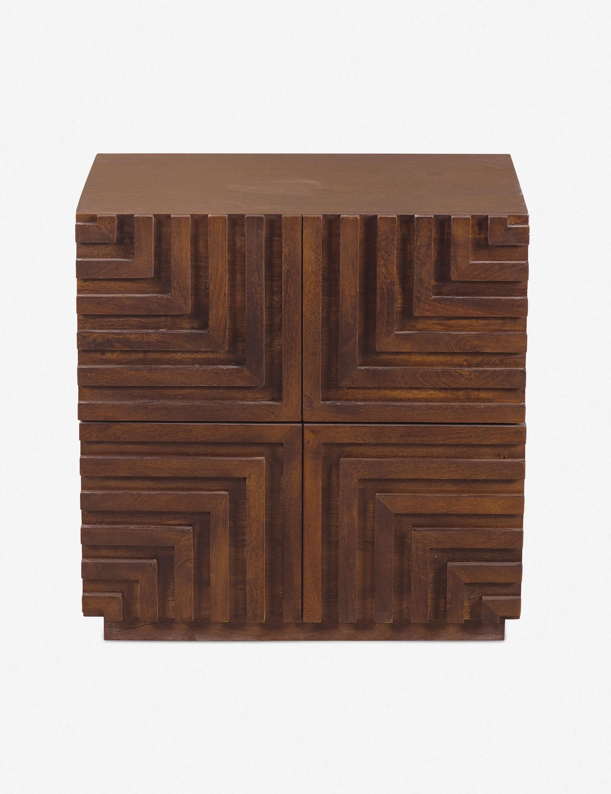 Nightstand An easy upgrade for your modern bedroom, this wooden nightstand features dimensional design on the front for a sculptural edge.
