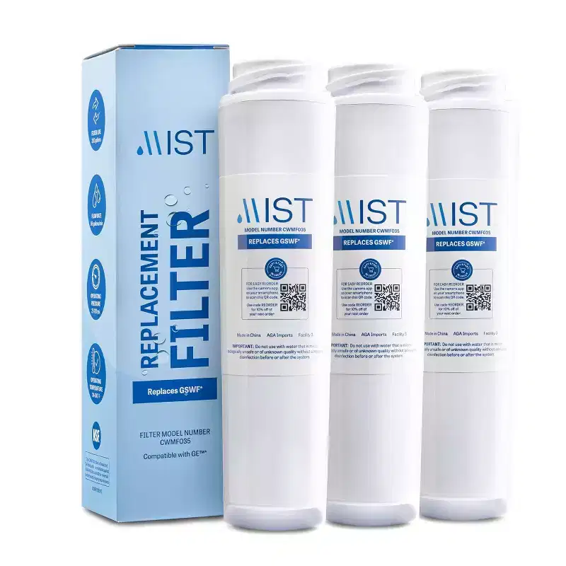 Mist GSWF Compatible with GE GSWFDS, 100749-C,100810/a Refrigerator Water Filter (3pk): Carbon, White, Fridge Accessory