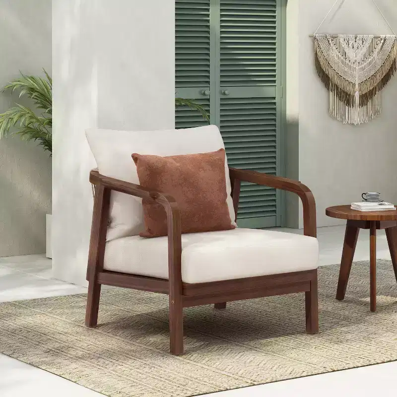 Christopher Knight Home Ivana Patio Woven Rope Acacia Wood Club Chair with Deep Cushions