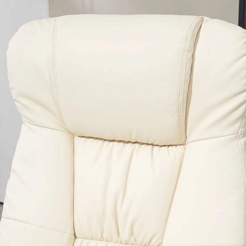 HOMCOM Swivel Recliner with Ottoman, PU Leather and Footrest with Wrapped Base, Cream White