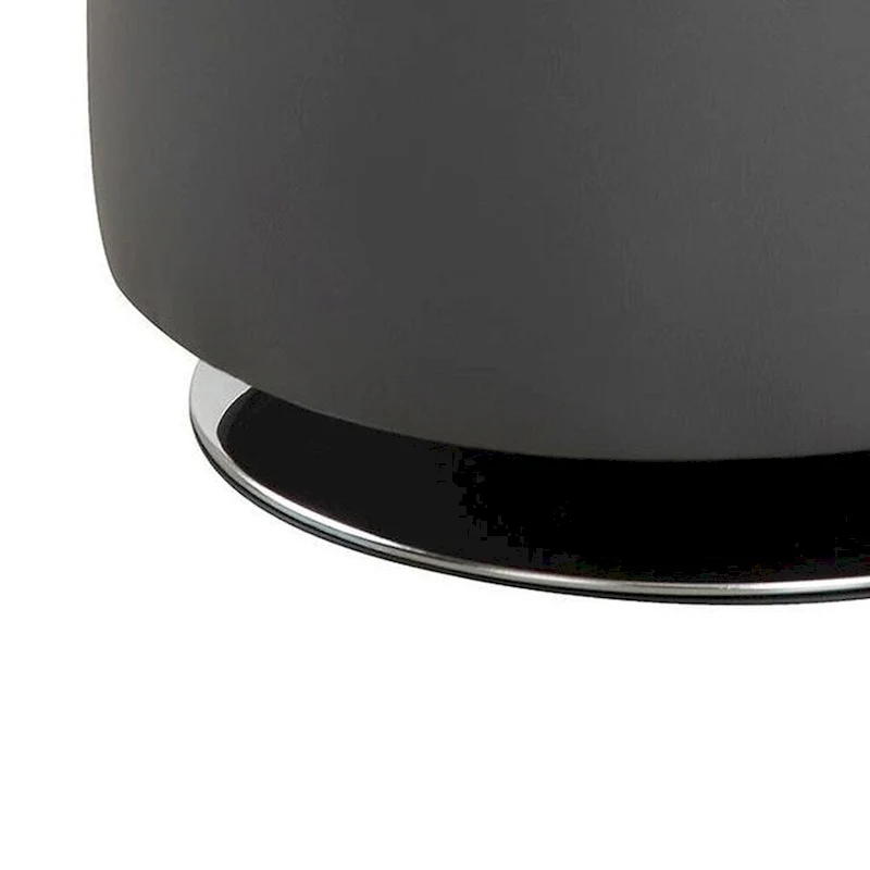 Round Leatherette Swivel Ottoman with Tufted Seat, Gray and Black