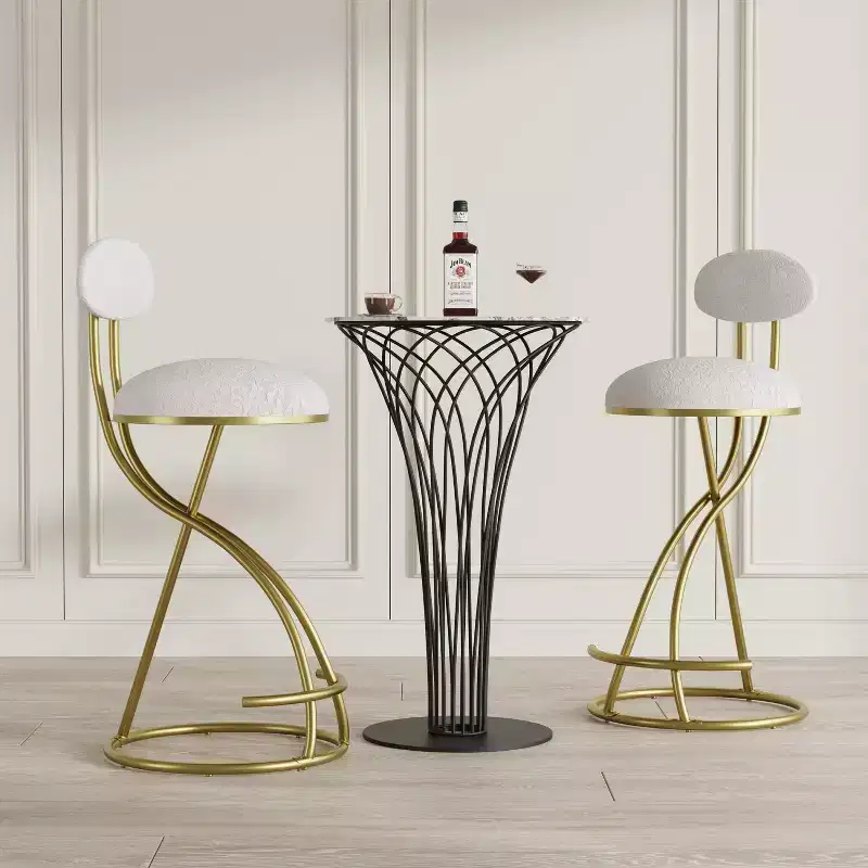 Vatros Round Bar Stools Modern Velvet Upholstered Counter Chair for Dining Room