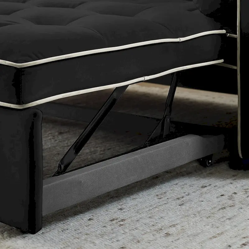 Modern 55.5 Pull Out Sleep Sofa Bed 2 Seater Loveseats Sofa Couch with side pockets, Adjsutable Backrest and Lumbar Pillow