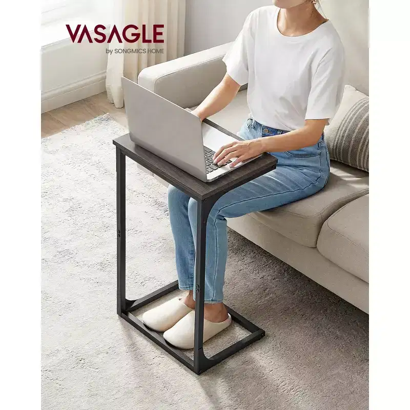 C-Shaped End Table Side Table Couch Table Small TV Tray Table for Living Room Bedroom