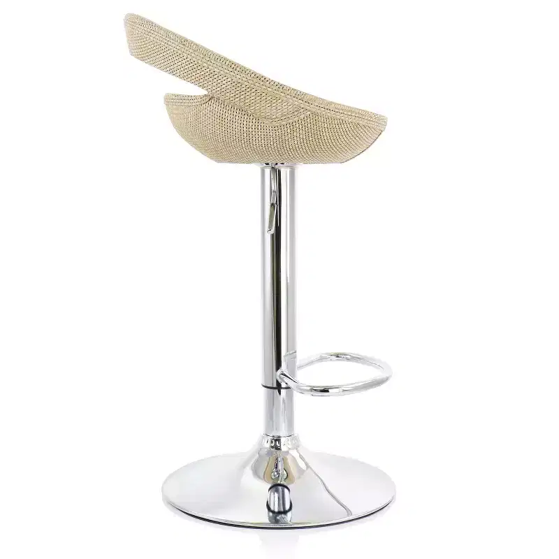 2 Piece Adjustable Rattan Barstool in Gray with Chrome Base