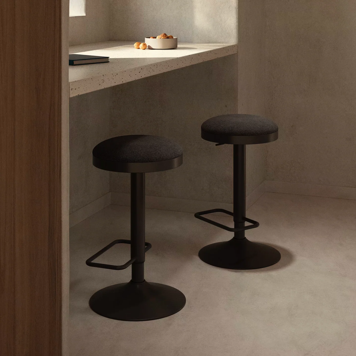 Black Steel Barstool with Upholstered for Kitchen