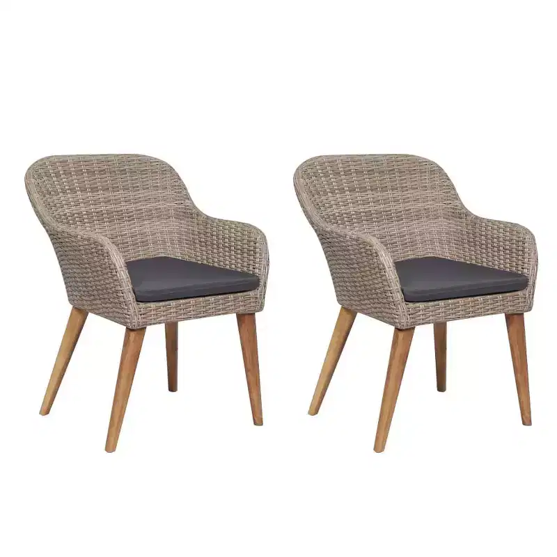 vidaXL Garden Chair 2 pcs 62.5 x 55 x 82 cm Poly Rattan