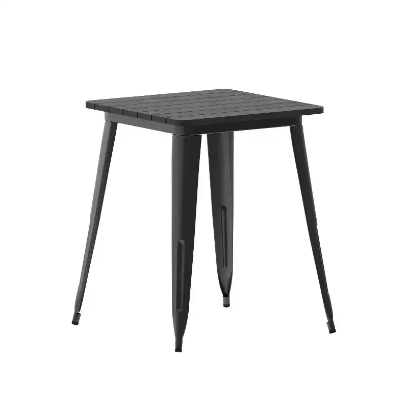 Merrick Lane Indoor/Outdoor Dining Table, 23.75 Square All Weather Poly Resin Top with Steel Base