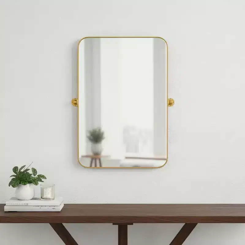 32 Gold Iron Tilting Framed Accent Mirror